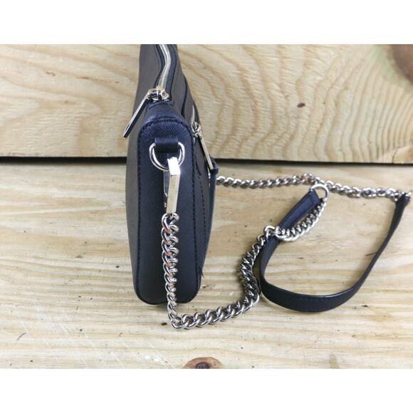 Rebecca Minkoff Crossbody Bag Black Leather Avery Link Chain Bottom Studs - Picture 5 of 11